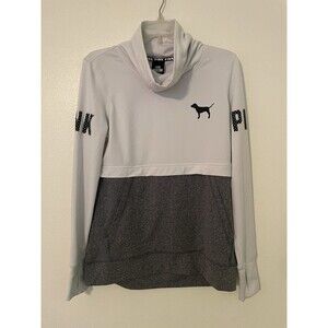 Pink Victoria's Secret Ultimate Grey White Turtleneck Pullover Sweatshirt Small